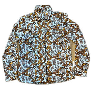 TopShop Floral Brown Yellow Button Down Shirt Size 0